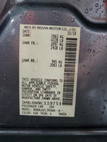 2019 NISSAN ALTIMA SV 1N4BL4DV0KC119753