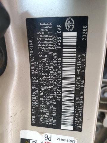 2012 TOYOTA CAMRY BASE - 4T1BF1FK1CU064448