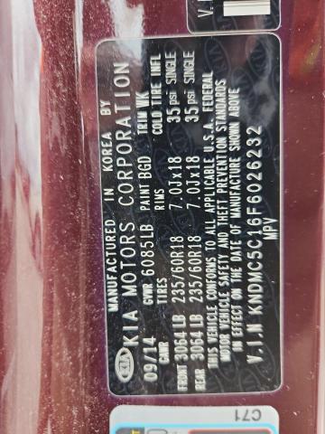 2015 KIA SEDONA EX KNDMC5C16F6026232