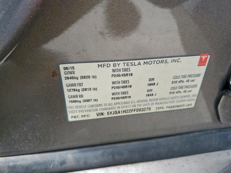 2015 TESLA MODEL S 85 5YJSA1H22FF093275