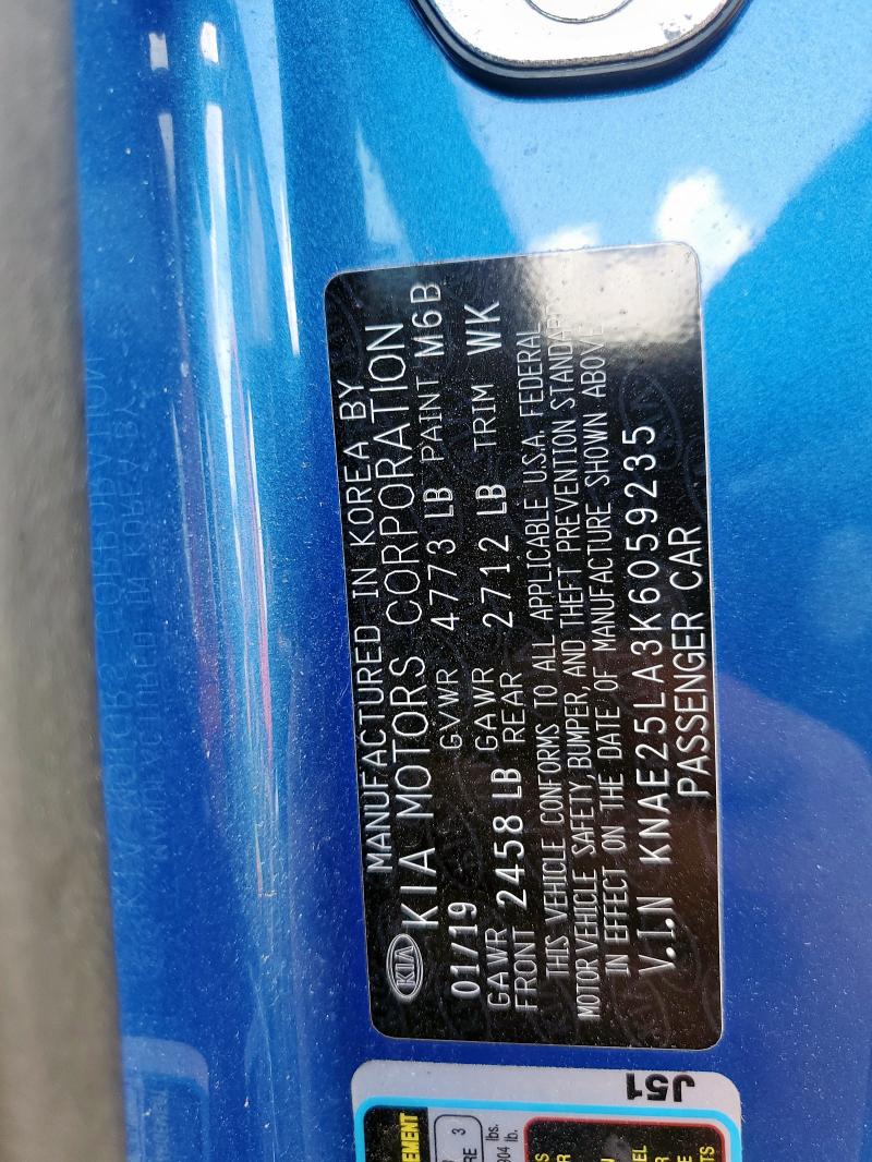 2019 KIA STINGER PR KNAE25LA3K6059235