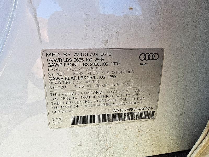 2017 AUDI Q5 PREMIUM WA1D7AFP8HA009746