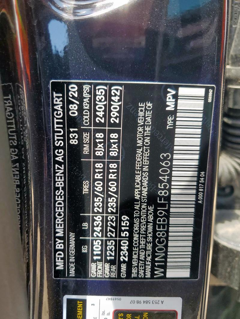 2020 MERCEDES-BENZ GLC 300 4M W1N0G8EB9LF854063