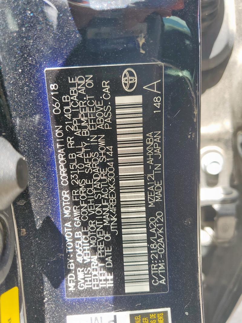 2019 TOYOTA COROLLA SE JTNK4RBEXK3004144