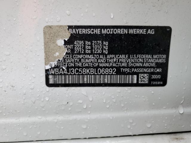 2019 BMW 430XI GRAN WBA4J3C58KBL06892