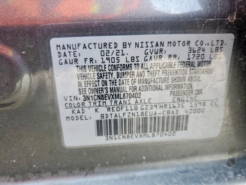2021 NISSAN VERSA SV - 3N1CN8EVXML870402
