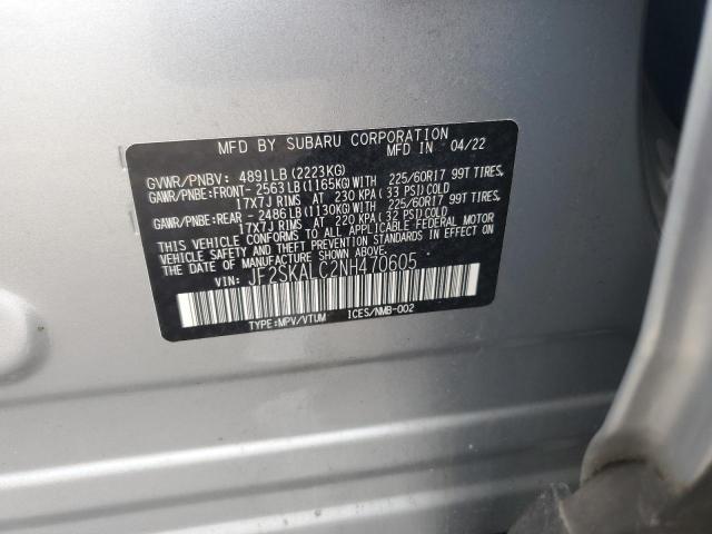 2022 SUBARU FORESTER W JF2SKALC2NH470605