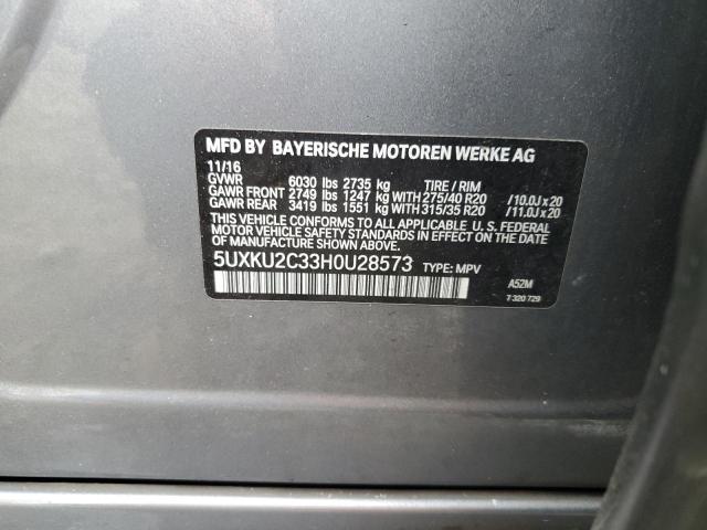 2017 BMW X6 XDRIVE3 5UXKU2C33H0U28573