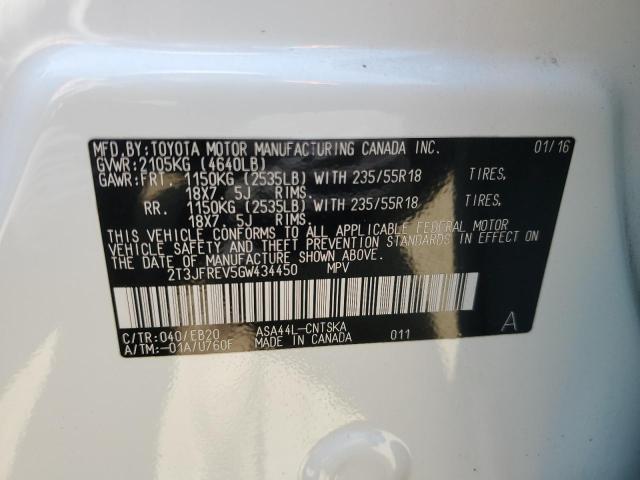 2016 TOYOTA RAV4 SE - 2T3JFREV5GW434450