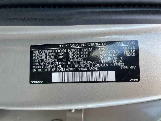 2016 VOLVO XC90 T5 YV4102KK3G1080894