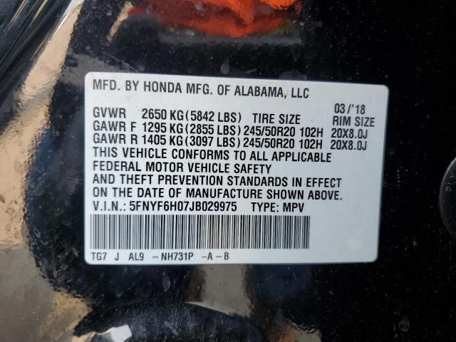 2018 HONDA PILOT ELIT 5FNYF6H07JB029975