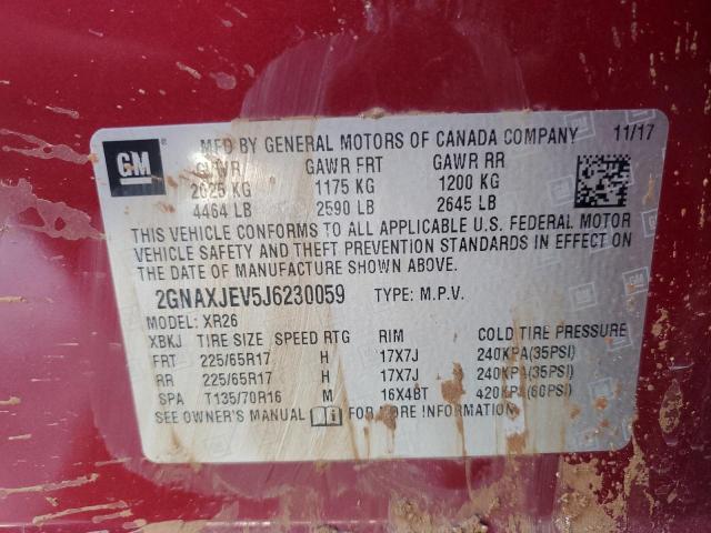 2018 CHEVROLET EQUINOX LT - 2GNAXJEV5J6230059