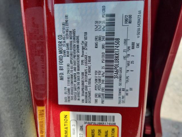 2019 FORD FUSION SE - 3FA6P0LU8KR174508