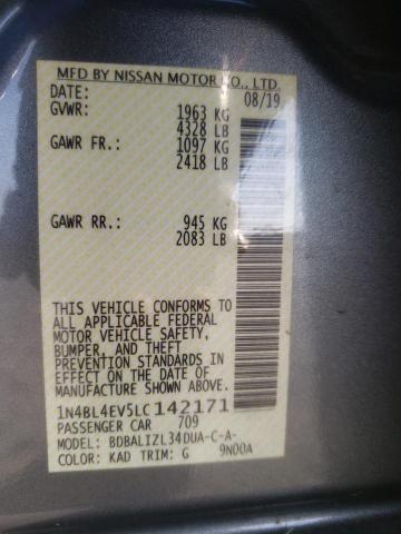 2020 NISSAN ALTIMA SL 1N4BL4EV5LC142171