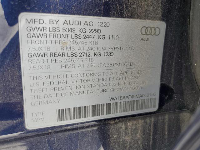 2021 AUDI A4 ALLROAD WA18AAF49MA040765