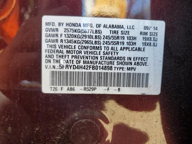 2015 ACURA MDX TECHNO - 5FRYD4H42FB014898