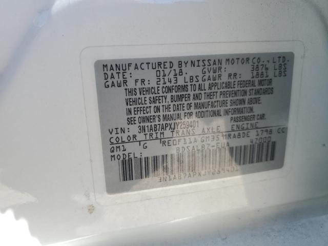 2018 NISSAN SENTRA S 3N1AB7APXJY259401