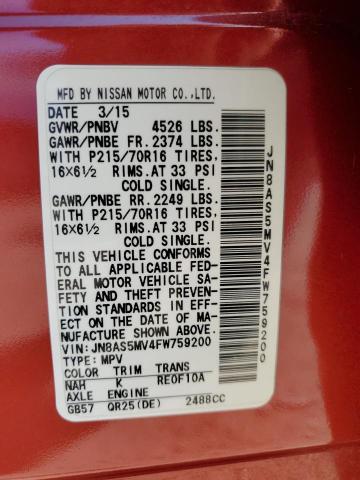 2015 NISSAN ROGUE SELE - JN8AS5MV4FW759200