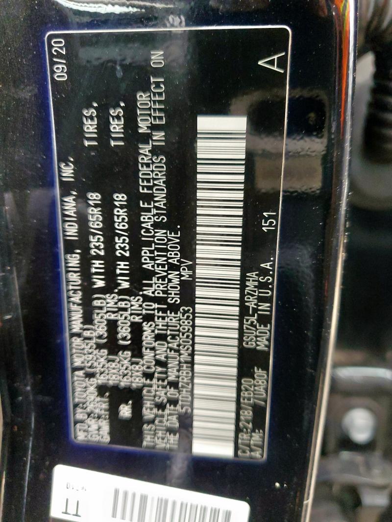2021 TOYOTA HIGHLANDER 5TDHZRBH1MS059853