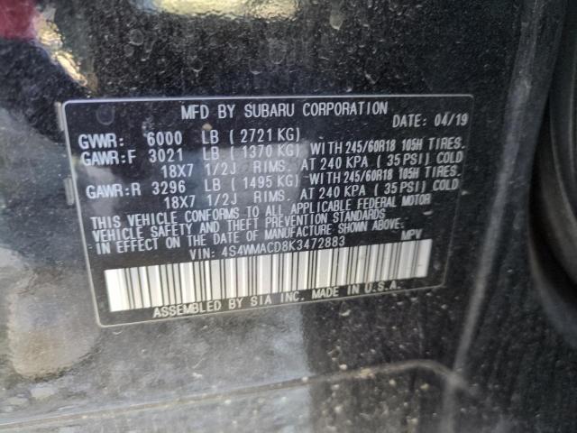 2019 SUBARU ASCENT PRE 4S4WMACD8K3472883