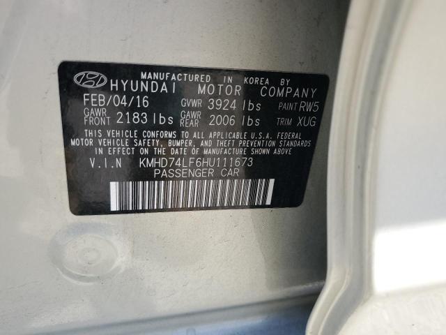 2017 HYUNDAI ELANTRA SE - KMHD74LF6HU111673