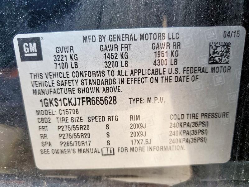 2015 GMC YUKON DENA 1GKS1CKJ7FR665628