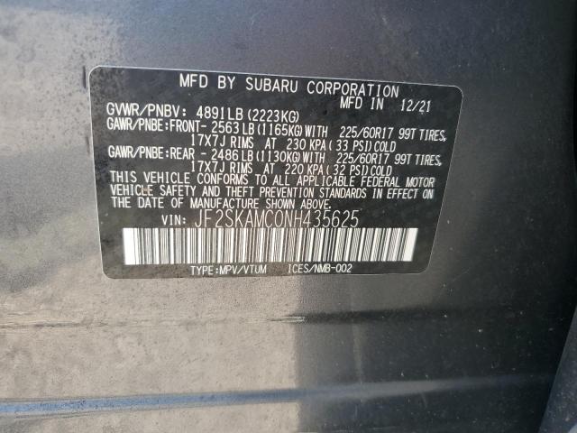 2022 SUBARU FORESTER W JF2SKAMC0NH435625