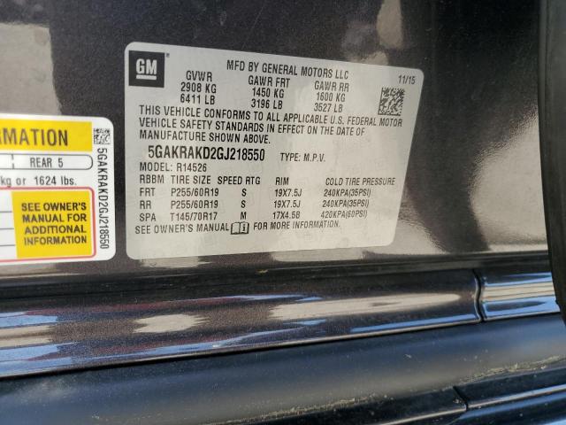 2016 BUICK ENCLAVE 5GAKRAKD2GJ218550