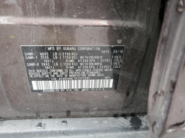 2019 SUBARU OUTBACK 2. 4S4BSANC1K3227285