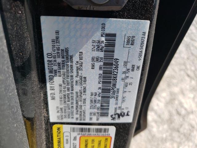 2019 FORD FUSION SEL 3FA6P0MU8KR236049