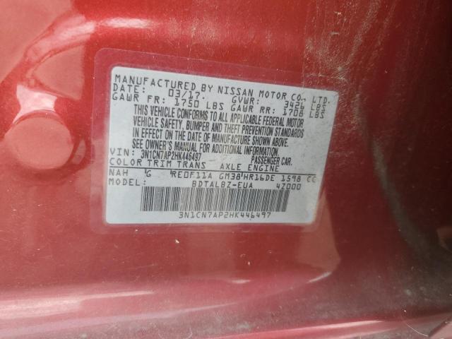 2017 NISSAN VERSA S - 3N1CN7AP2HK446497