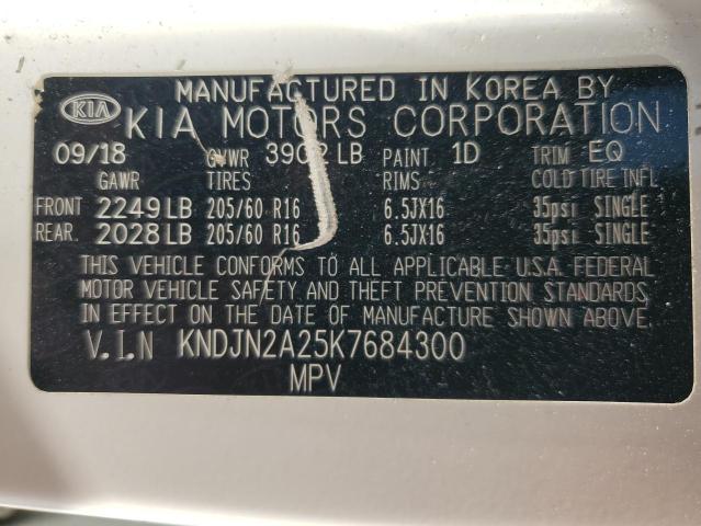 2019 KIA SOUL KNDJN2A25K7684300