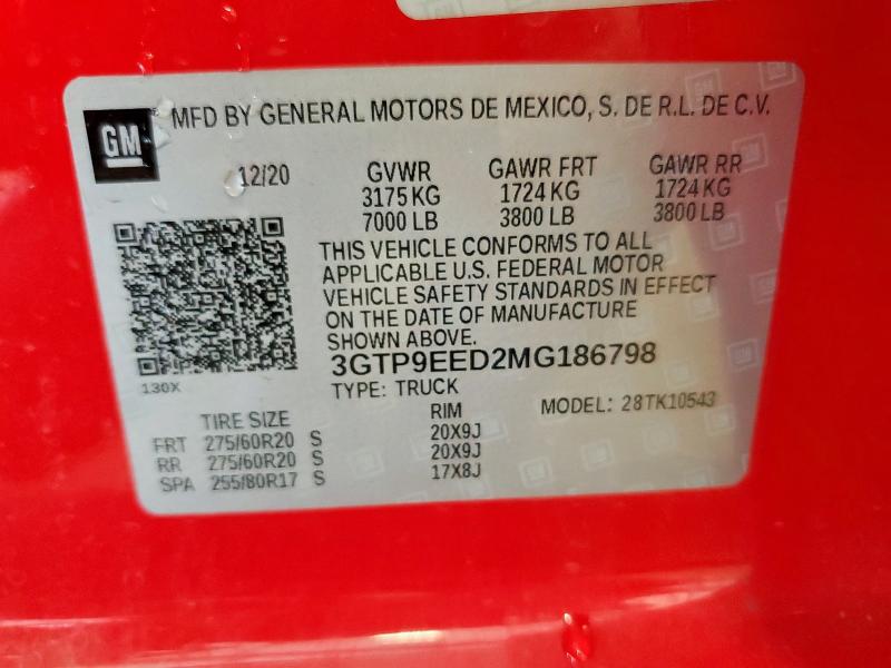 2021 GMC SIERRA K15 3GTP9EED2MG186798