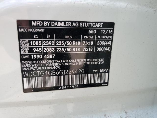 2016 MERCEDES-BENZ GLA 250 4M WDCTG4GB6GJ229420