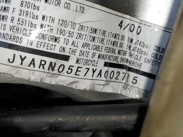 2000 YAMAHA YZFR1 JYARN05E7YA002715
