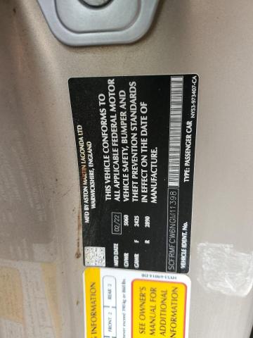 2022 ASTON MARTIN DB11 SCFRMFCW6NGM11398