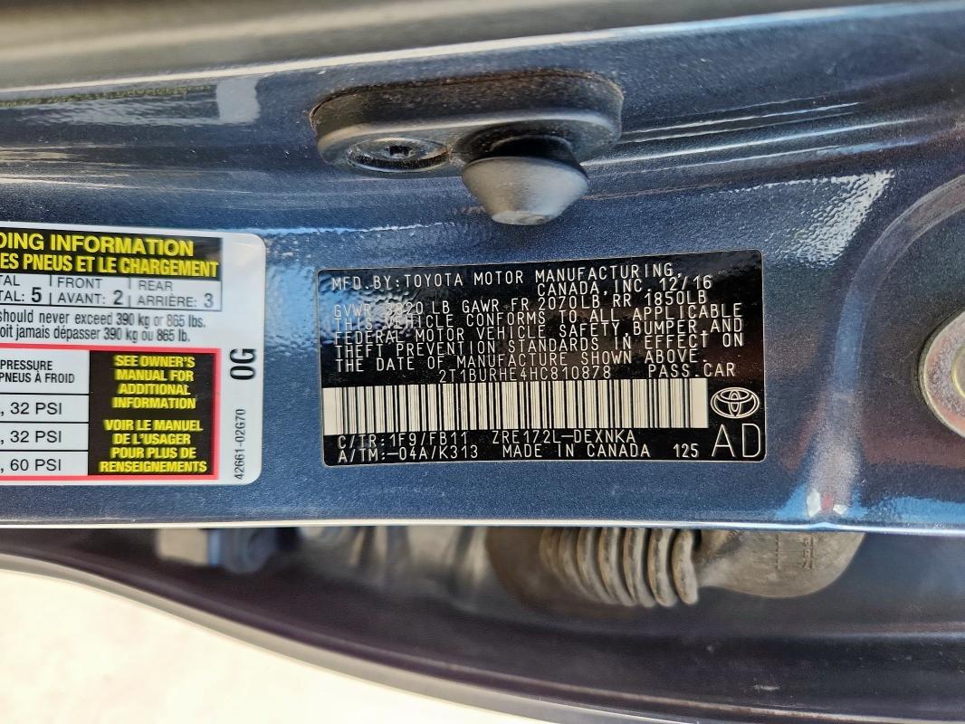 2017 TOYOTA COROLLA L - 2T1BURHE4HC810878