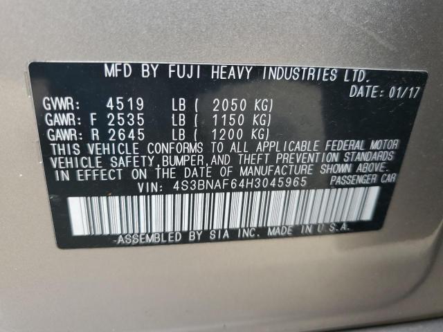 2017 SUBARU LEGACY 2.5 4S3BNAF64H3045965