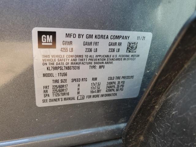 2022 CHEVROLET TRAILBLAZE KL79MPSL7NB079316