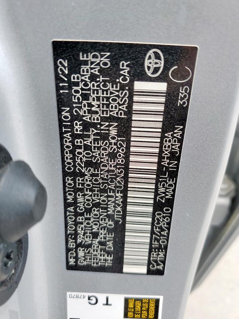 2022 TOYOTA PRIUS NIGH JTDKAMFU2N3189621