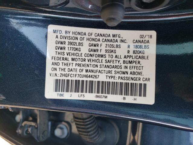 2018 HONDA CIVIC EXL - 2HGFC1F70JH644267