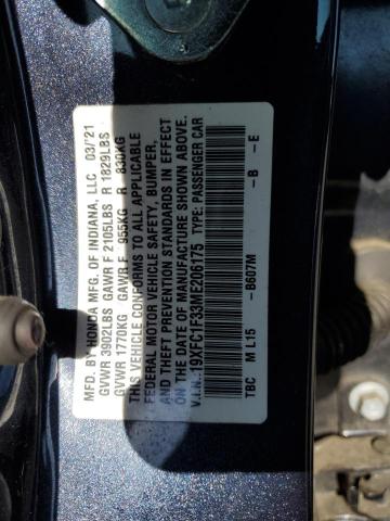 2021 HONDA CIVIC EX 19XFC1F33ME206175