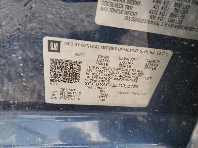 2020 CHEVROLET SILVERADO - 3GCUYAEF1LG351786
