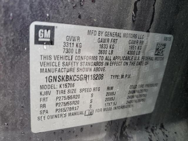 2016 CHEVROLET TAHOE K150 1GNSKBKC5GR118208