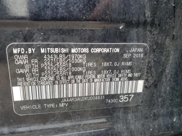2019 MITSUBISHI OUTLANDER JA4AR3AU2KU004831