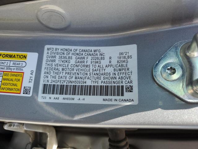 2022 HONDA CIVIC LX - 2HGFE2F29NH509394