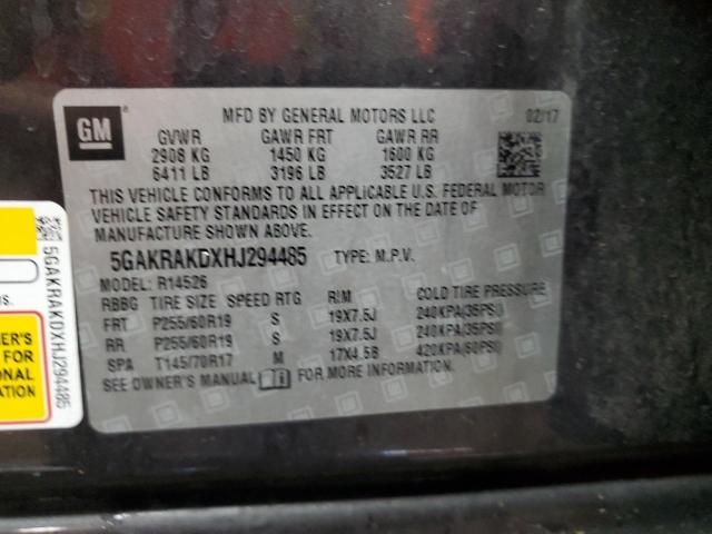 2017 BUICK ENCLAVE 5GAKRAKDXHJ294485