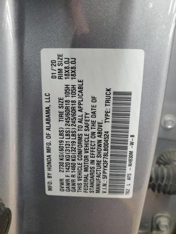2020 HONDA RIDGELINE - 5FPYK3F78LB004524