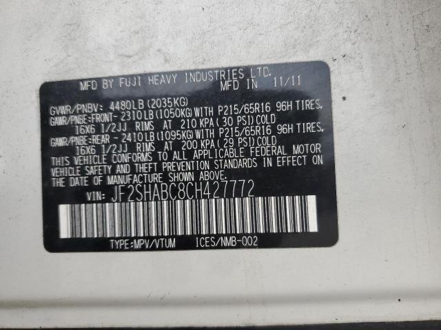 2012 SUBARU FORESTER 2 - JF2SHABC8CH427772