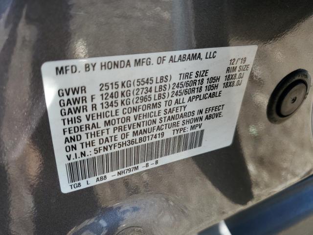 2020 HONDA PILOT EX 5FNYF5H36LB017419